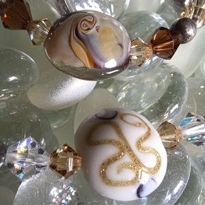 Set of 2 Crystal & Bead Stretch Bracelets